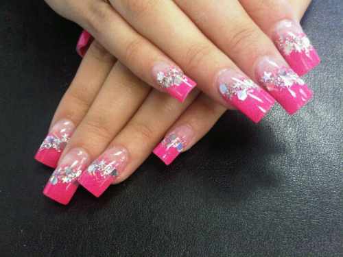 Дизайн ногтей "Розовый блеск"
