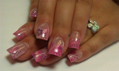 Дизайн ногтей с розовой композицией