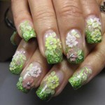 Объемные цветы из акрила на ногтях